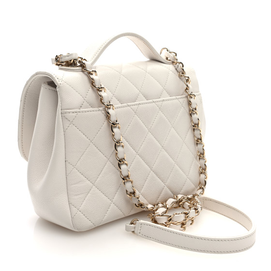 CHANEL Caviar Quilted Medium Business Affinity Flap White