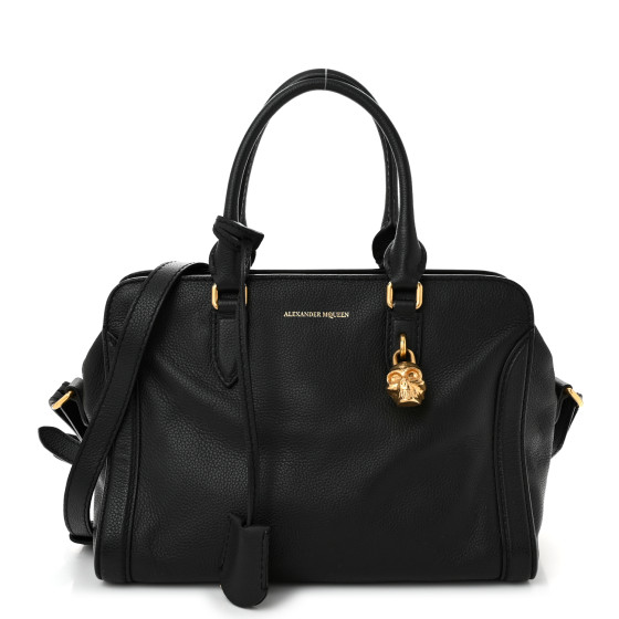 ALEXANDER MCQUEEN Pebbled Calfskin Small Skull Padlock Zip