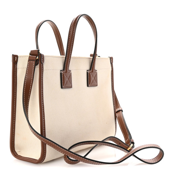BURBERRY Canvas Smooth Calfskin Mini Two Tone Freya Tote