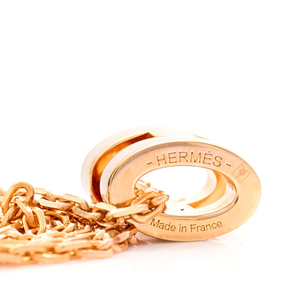 HERMES Lacquered Rose Gold Mini Pop H Pendant Necklace