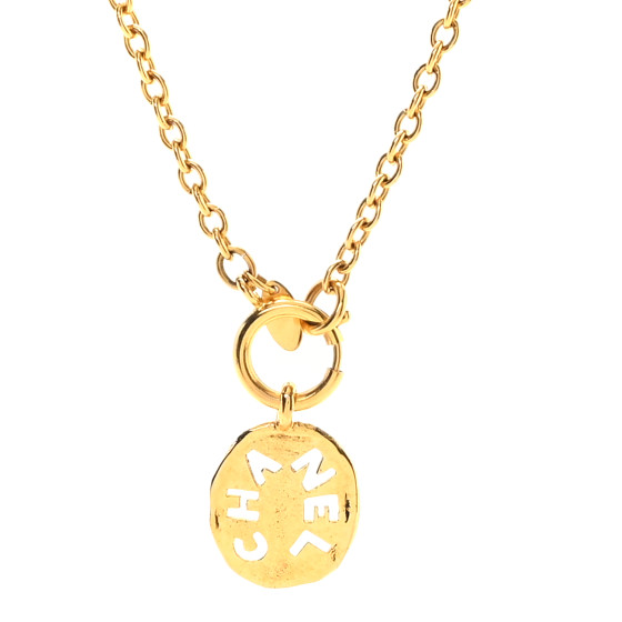 CHANEL Logo Cut Out Chain Choker Necklace Gold