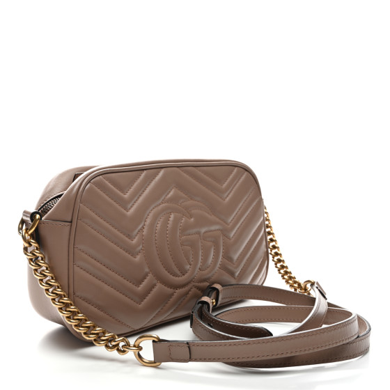 GUCCI Calfskin Matelasse Small GG Marmont Chain Shoulder Bag