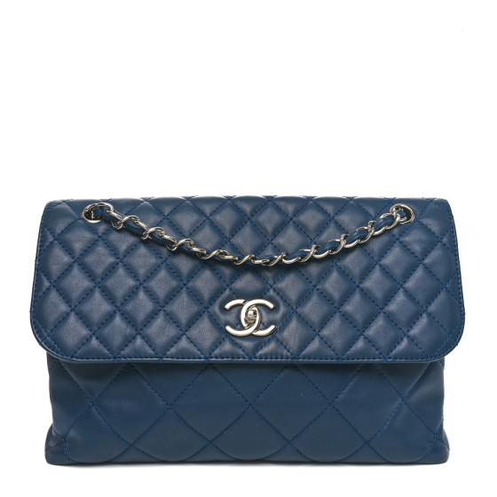CHANEL Calfskin Quilted In the Business Flap Dark Navy Blue