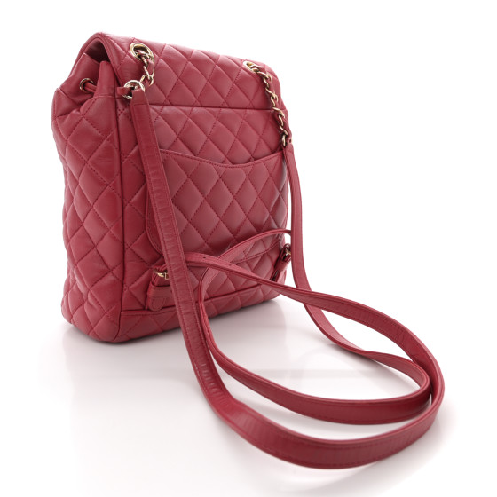 CHANEL Lambskin Quilted Small Urban Spirit Backpack Red
