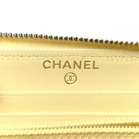 CHANEL Shiny Goatskin Quilted 19 Long Zipped Around Wallet