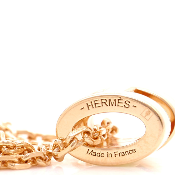HERMES Lacquered Rose Gold Mini Pop H Pendant Necklace White