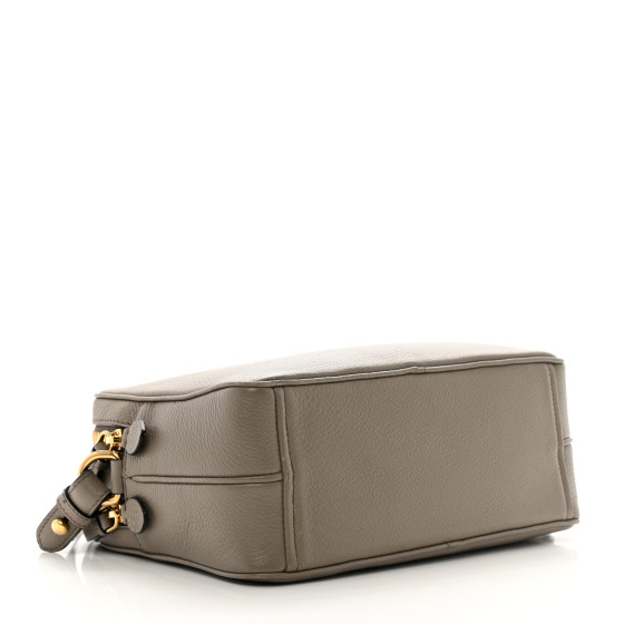 PRADA プラダ　ARGILLA Prada Vitello Phenix Argilla Grey Leather Flap Crossbody Bag