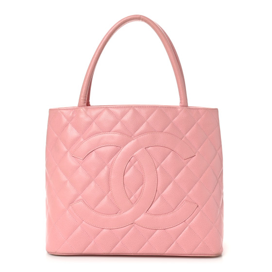 CHANEL Caviar Quilted Medallion Tote Light Pink