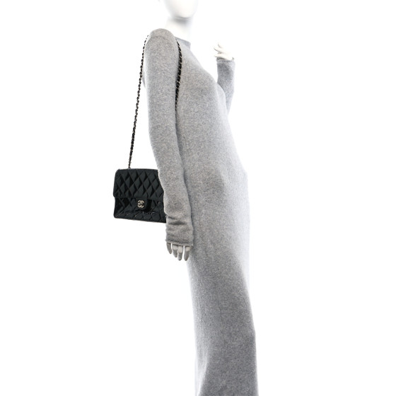 CHANEL Patent Quilted Medium Single Flap Black