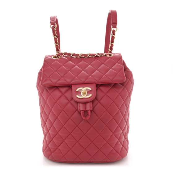 CHANEL Lambskin Quilted Small Urban Spirit Backpack Red