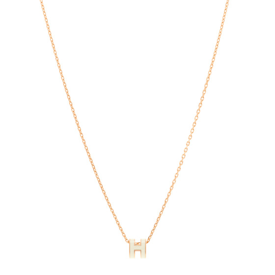 ★Hermes★(W) Mini Pop H Pendant★Rose Gold & Blanc Mini Pop H pendant | Hermès USA