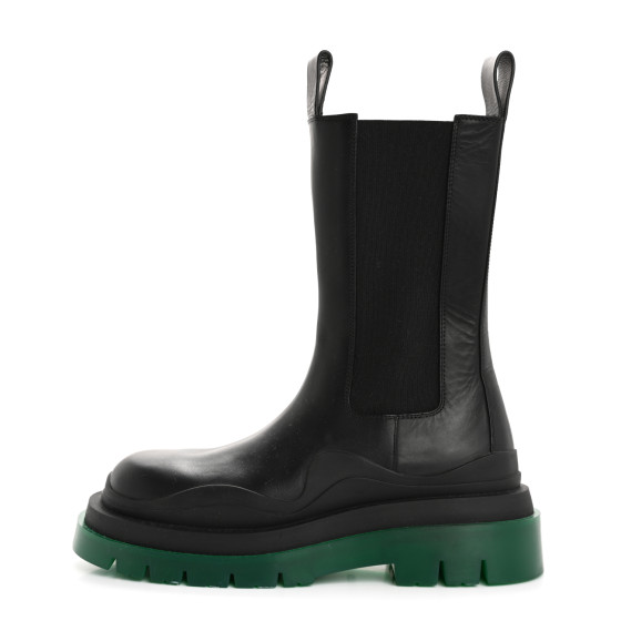 BOTTEGA VENETA TIRE BOOT 39 ブラック グリーン BOTTEGA VENETA Calfskin The Tire Chelsea Boots 39 Black