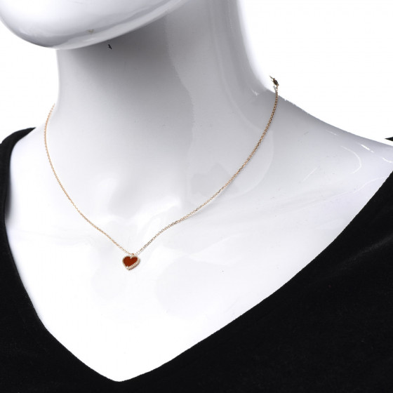VAN CLEEF & ARPELS 18K Rose Gold Carnelian Sweet Alhambra