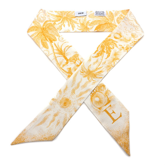 CHRISTIAN DIOR Silk ABCDior E Mitzah Scarf Jaune