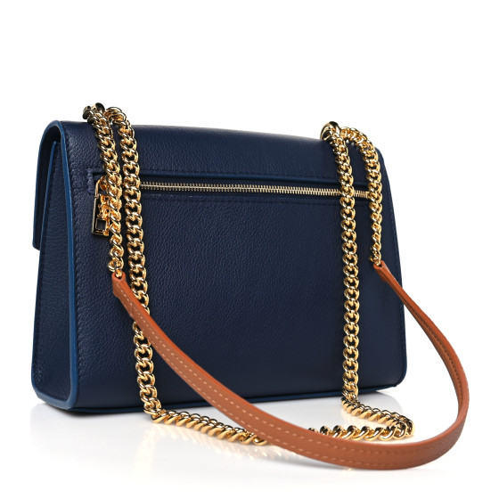 LOUIS VUITTON Soft Calfskin Mylockme Chain Bag BB Navy