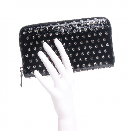 【関税&送料込】Prada Studded Leather French Wallet PRADA wallet Studded leather Authentic Used L3515 | eBay