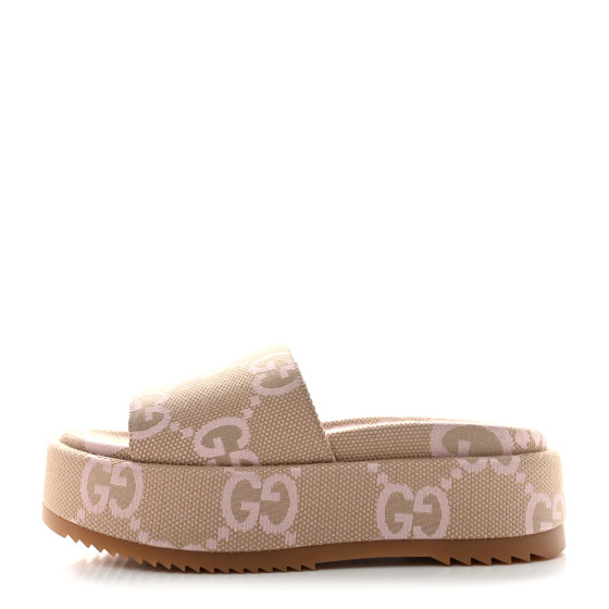 GUCCI Monogram Jumbo GG Angelina Platform 55mm Slide Sandals