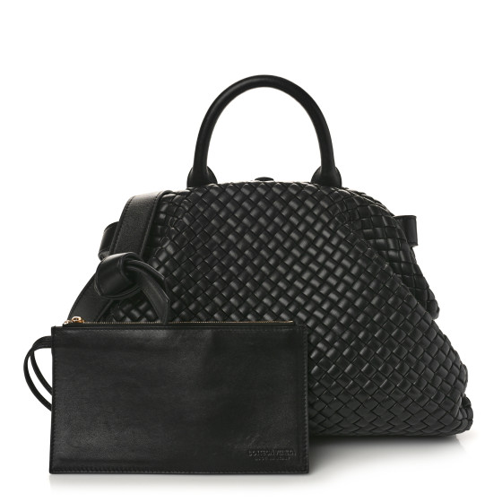 BOTTEGA VENETA Nappa Intrecciato Medium Padded The Handle Tote Bag Black