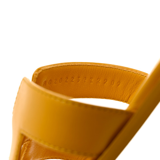 HERMES Calfskin Oran Sandals 36 Jaune Citron 1153619