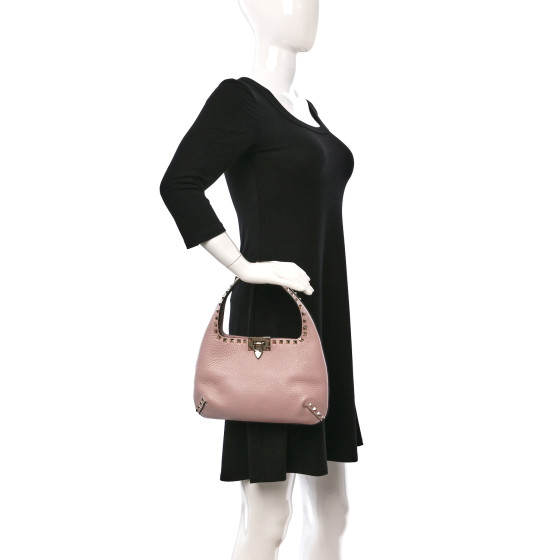 VALENTINO GARAVANI Pebbled Calfskin Small Rockstud Flip Lock