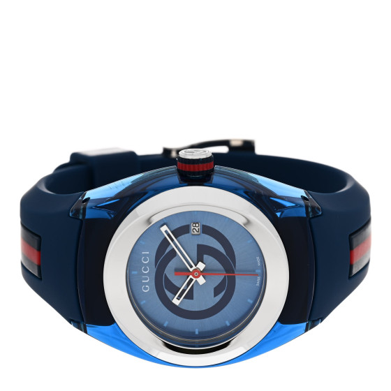 GUCCI Stainless Steel Rubber 36mm Sync Web Quartz Watch Blue