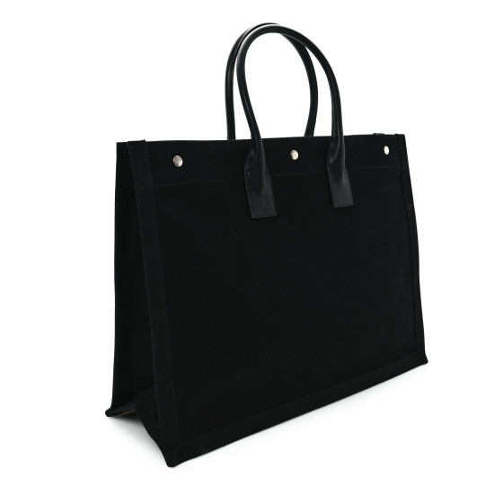 バッグ・カバンその他 Saint Laurent Rive Gauche Tote Bag in Linen And Leather YVES SAINT LAURENT Rive Gauche Small Linen Leather Tote Griege