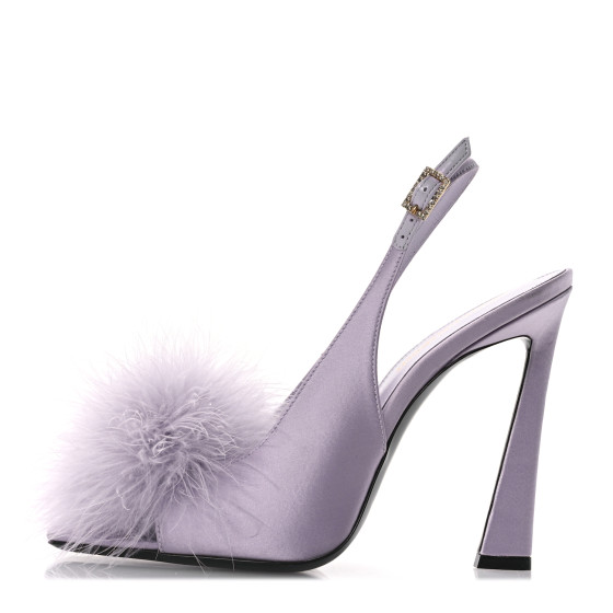 SAINT LAURENT Crepe Satin Mae Feathered Sandals Slight 37.5