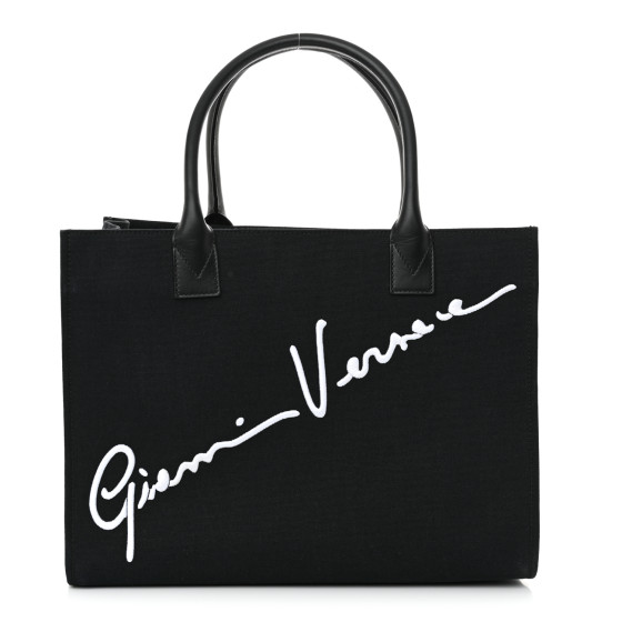 【関税&送料込】Versace Versace Allover Jacquard Canvas Tren VERSACE Canvas Suppler Calfskin Cabas GV Signature Tote