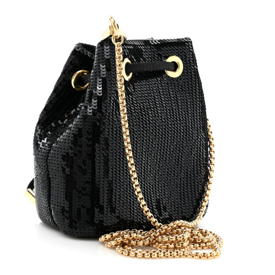 小物 PRADA PRADA Sequin Satin Triangle Logo Mini Pouch Black 1668896