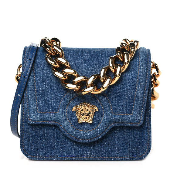 VERSACE メッセンジャー バッグ ラ メドゥーサ VERSACE Denim La Medusa Chain Shoulder Bag Navy Blue 1663149