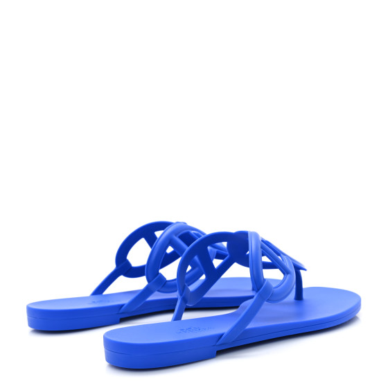 HERMES Rubber Womens Egerie Sandals 38 Bleu Outremer 1668975