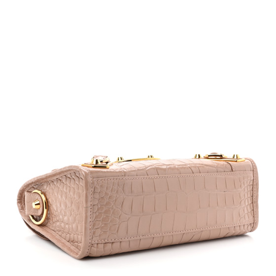 BALENCIAGA Shiny Supple Calfskin Crocodile Embossed Gold