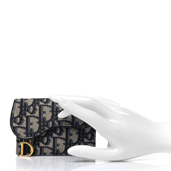 【大人の本革アイテム♪】DIOR★Saddle Bloom カードホルダー CHRISTIAN DIOR Oblique Saddle Bloom Card Holder Blue 1667156