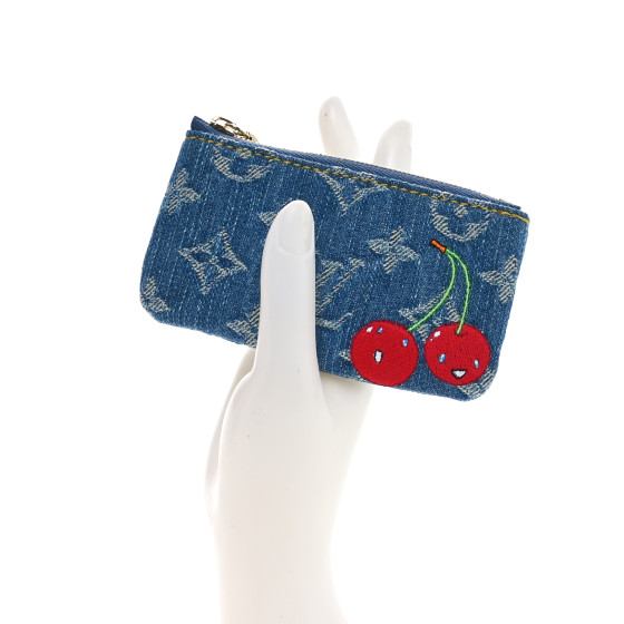 LOUIS VUITTON LV X TM Monogram Denim Cerises Key Pouch Blue