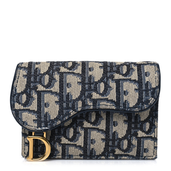 【大人の本革アイテム♪】DIOR★Saddle Bloom カードホルダー CHRISTIAN DIOR Oblique Saddle Bloom Card Holder Blue 1667156
