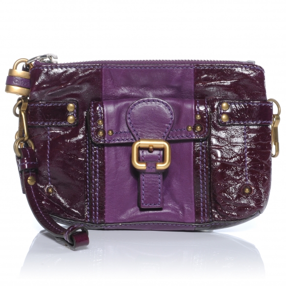 Chloé Paddington llic rhine stone Chloe Lilac and Black Patent Leather Mini Paddington Bag
