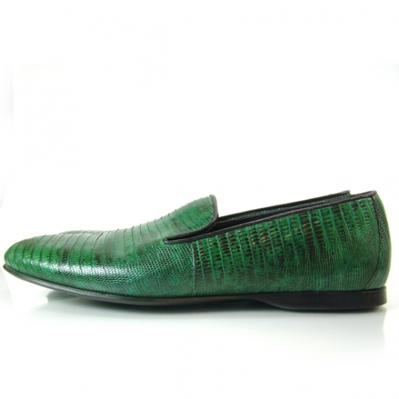 PRADA Lizard Loafers Men's Driving Shoes 7 Green 10302