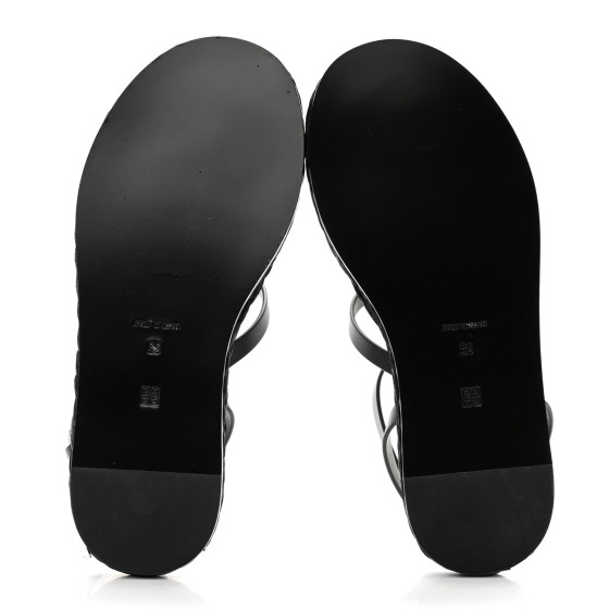 GIVENCHY Calfskin Raffia 4G Liquid Tong Sandals 35 Black