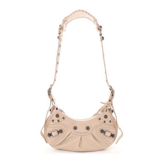 BALENCIAGA Agneau Arena Le Cagole Shoulder Bag XS Sand Beige