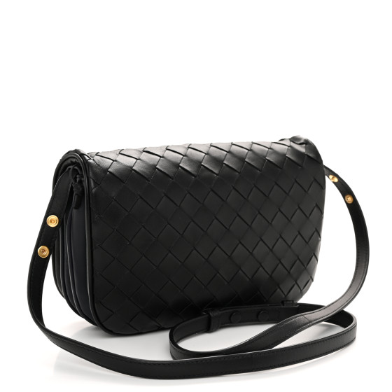 BOTTEGA VENETA Nappa Intrecciato Puff Pouch On Strap Black