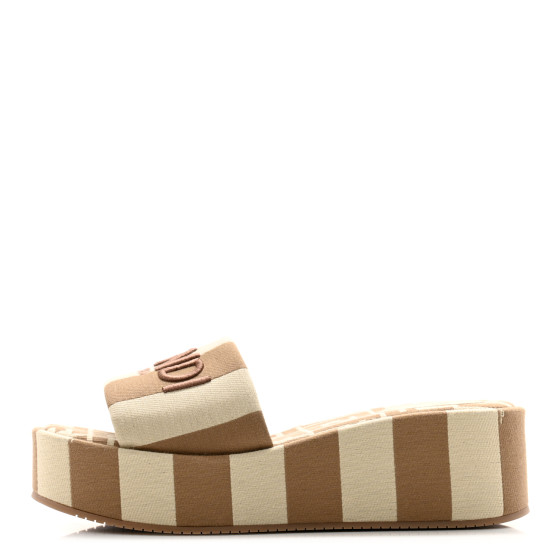 FENDI Jacquard Womens FF Sunshine Flatform Slide Sandals 40