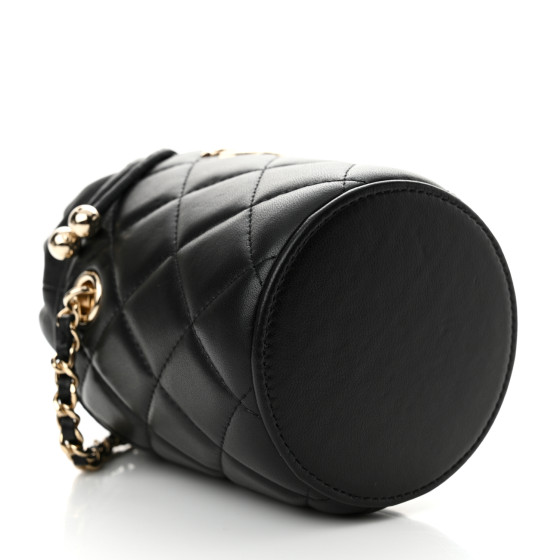 【CHANEL】Mini Bucket Crossbody Bag Black Chanel Mini Bucket Bag Black Lambskin Silver Hardware