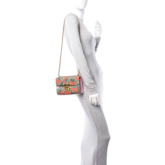 ショルダーバッグ・ポシェット Padlock Gg Strawberry Small Shoulder Bag Gucci Padlock Shoulder Bag GG Strawberry Small Beige/Ebony