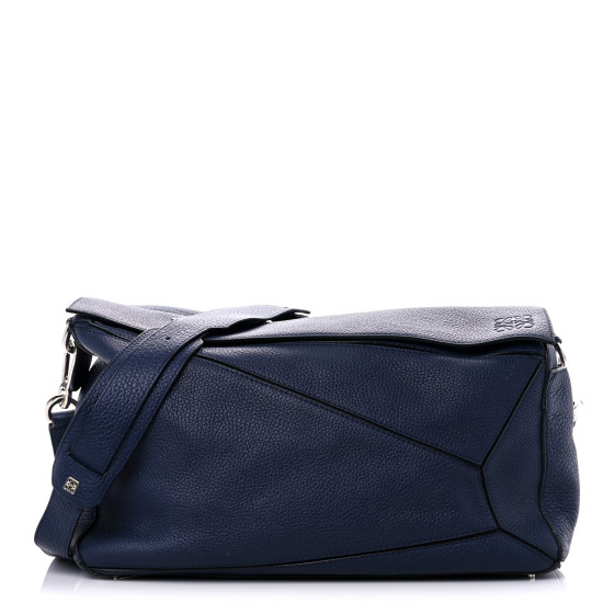 LOEWE Calfskin XL Puzzle Bag Deep Blue 1114175 | FASHIONPHILE