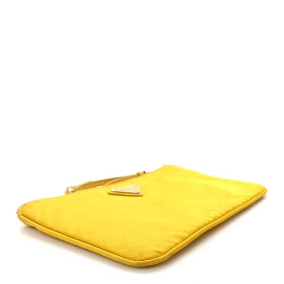 PRADA Tessuto Nylon Triangle Wristlet Pouch Yellow 1564551
