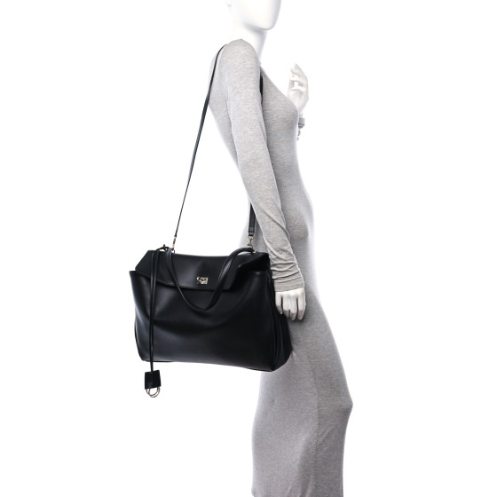 BALENCIAGA Smooth Calfskin Large Rodeo Top Handle Handbag