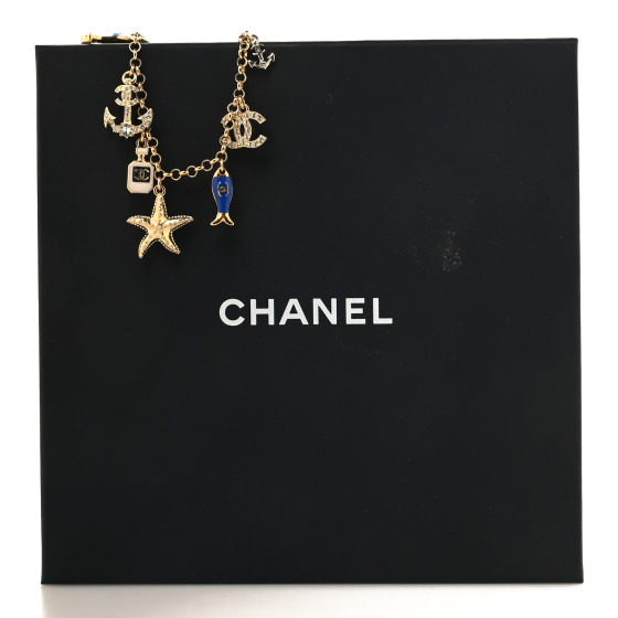 CHANEL チャーム CHANEL Metal Enamel Crystal Chain CC By the Sea Charms Gold