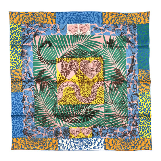 愛のパレード＊HERMES カレ 70 Jungle Love au Tampon ブルー 愛のパレード＊HERMES カレ 70 Jungle Love au Tampon ブルー