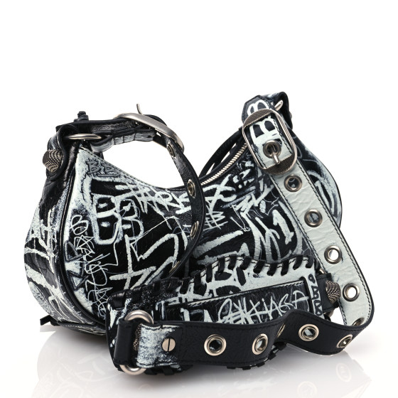 BALENCIAGA Agneau Arena Graffiti Le Cagole Shoulder Bag XS