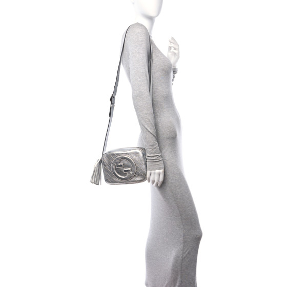 GUCCI Metallic Sakai Be Green Calfskin Diagonal Stitched